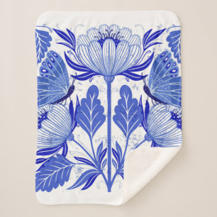 Couverture Sherpa illustration avec des papillons et des fleurs isol