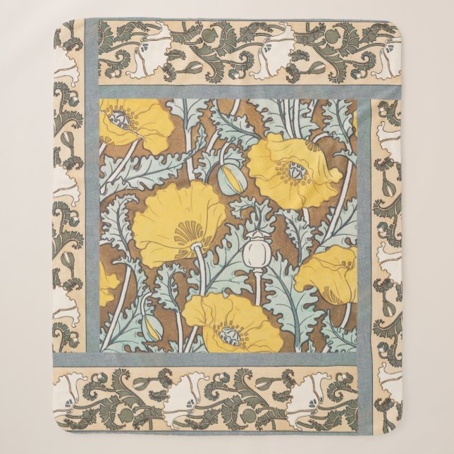 Couverture Sherpa illustration d'art pavot fleur jaune (Devant)
