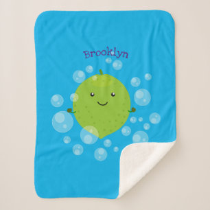 Couverture Sherpa Illustration de bulles de chaux vert mou