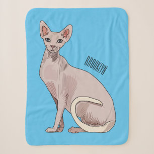 Couverture Sherpa illustration de chat Sphynx de dessin animé