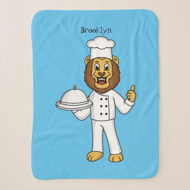 Couverture Sherpa Illustration de dessin animé d'un lion mignon chef (Devant)