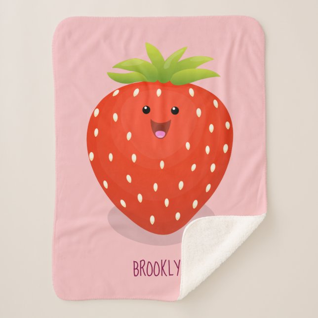 Couverture Sherpa Illustration de la fraise Cute kawaii (Devant)