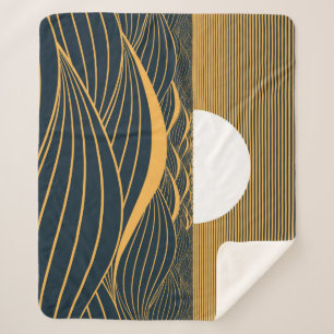 Couverture Sherpa Illustration de lune de soleil stylisée, mer sombr