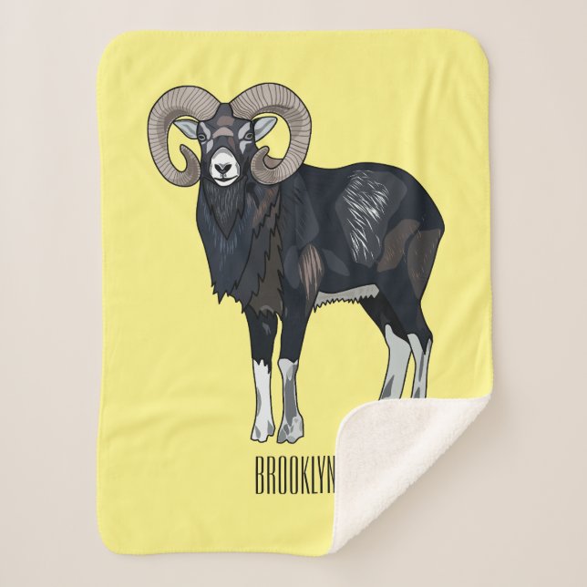 Couverture Sherpa Illustration de mouflon, mouton (Devant)