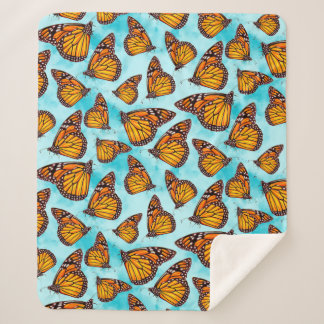 Couverture Sherpa Illustration de papillon monarque sur les nuages