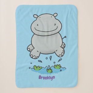 Couverture Sherpa Illustration de saut en hippo mignon