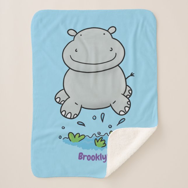 Couverture Sherpa Illustration de saut en hippo mignon (Devant)