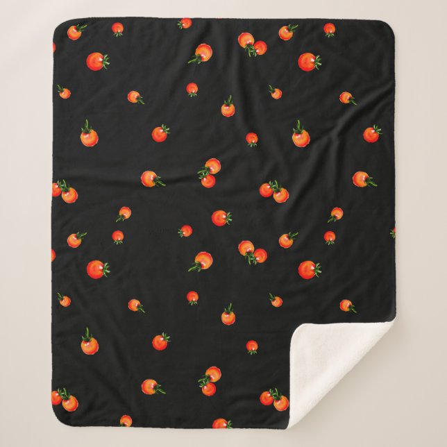 Couverture Sherpa Illustration de tomates cerises. Aquarelle transpa (Devant)