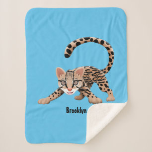 Couverture Sherpa Illustration d'ocelot mignon