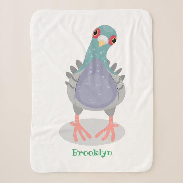 Couverture Sherpa Illustration drôle de pigeon curieux (Devant)