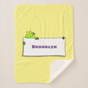 Couverture Sherpa Illustration du panneau de grenouille verte mignon