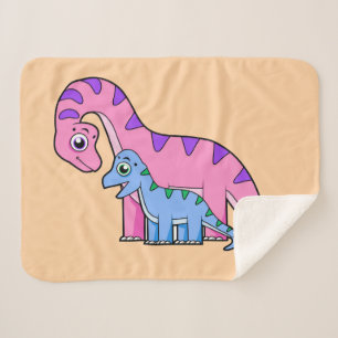 Couverture Sherpa Illustration D'Un Brachiosaurus Mère Et Enfant.