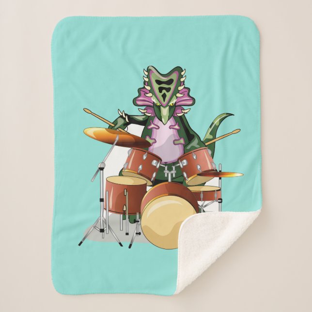 Couverture Sherpa Illustration D'Un Chasmosaurus Jouant Aux Tambours (Devant)