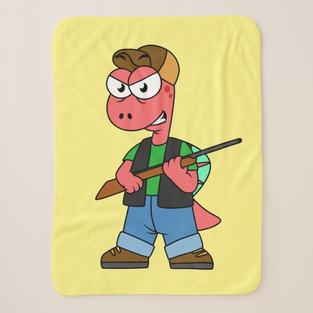 Couverture Sherpa Illustration D'Un Chasseur De Spinosaure Avec Arme (Devant)