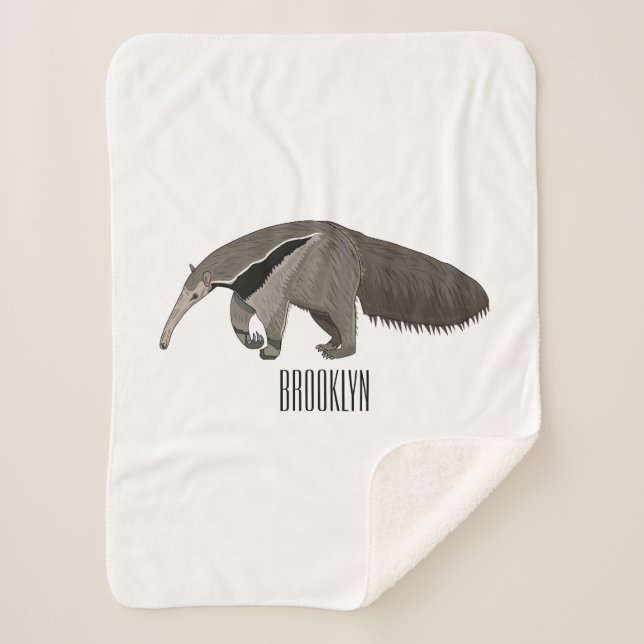 Couverture Sherpa Illustration d'un dessin animé d'Anteater (Devant)