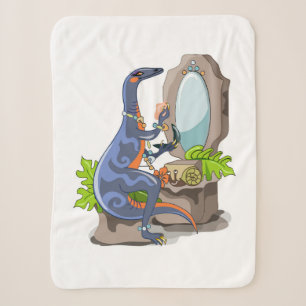 Couverture Sherpa Illustration D'Un Iguanodon Mettant Sur Le Maquill
