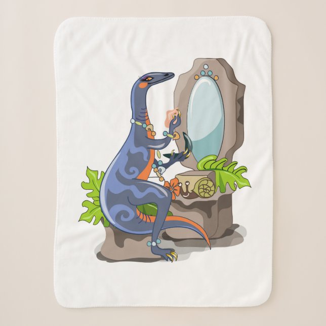 Couverture Sherpa Illustration D'Un Iguanodon Mettant Sur Le Maquill (Devant)
