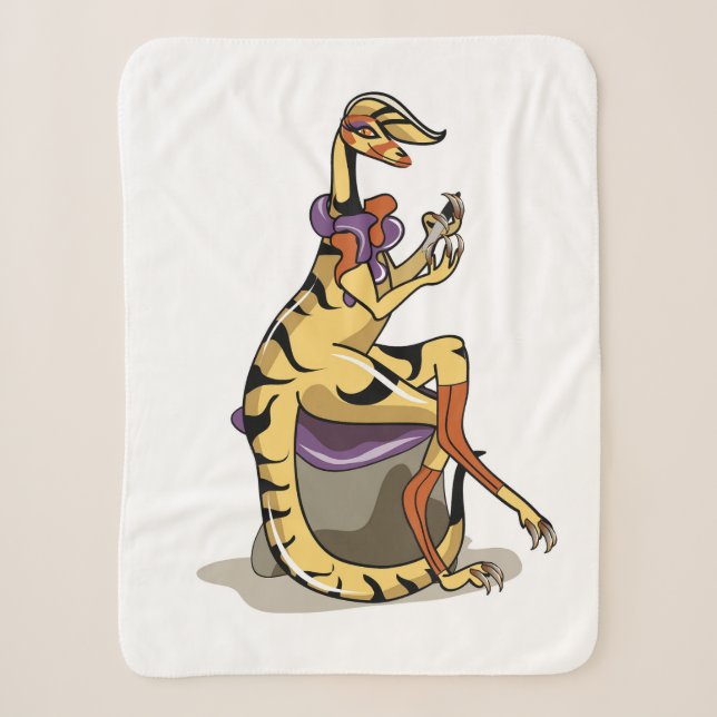 Couverture Sherpa Illustration D'Un Iguanodon Qui Polit Ses Ongles. (Devant)