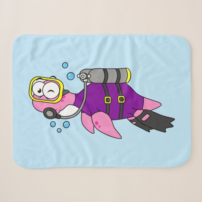 Couverture Sherpa Illustration D'Un Loch Ness Monster Scuba Diver. (Devant (Horizontal))