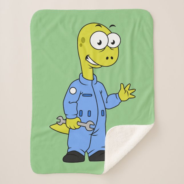 Couverture Sherpa Illustration D'Un Mécanique Brontosaurus. (Devant)