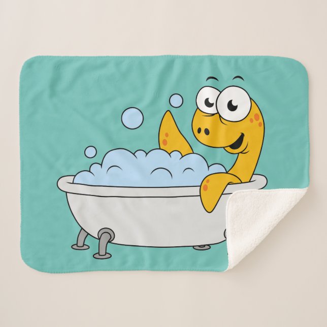 Couverture Sherpa Illustration D'Un Monstre De Loch Ness De Bain. (Devant (Horizontal))