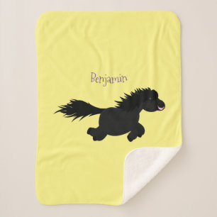 Couverture Sherpa Illustration d'un poney de Shetland mignon