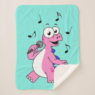 Couverture Sherpa Illustration D'Un Stegosaurus Chantant.