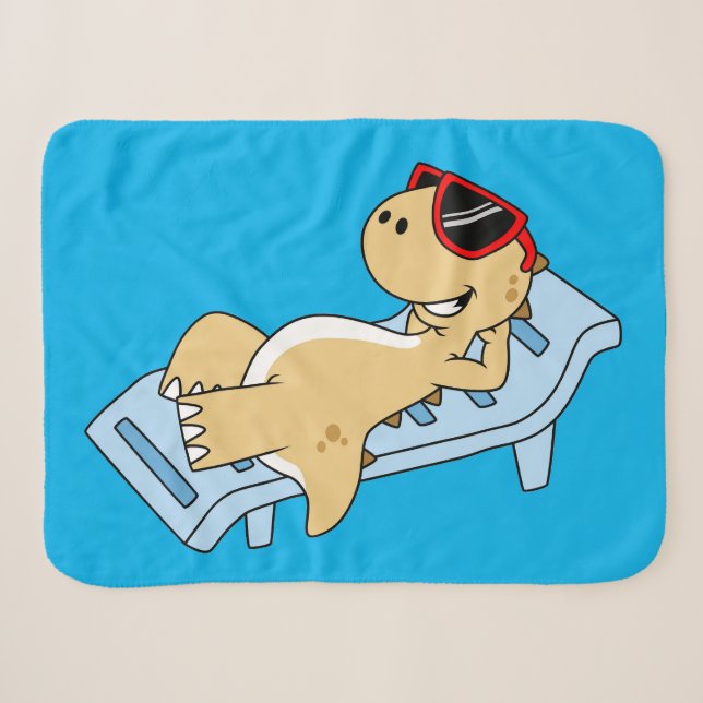Couverture Sherpa Illustration D'Un Tyrannosaurus Rex Bain De Soleil (Devant (Horizontal))