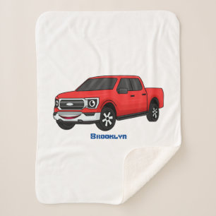 Couverture Sherpa Illustration d'une camionnette rouge mou