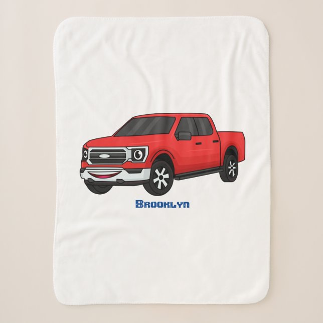Couverture Sherpa Illustration d'une camionnette rouge mou (Devant)