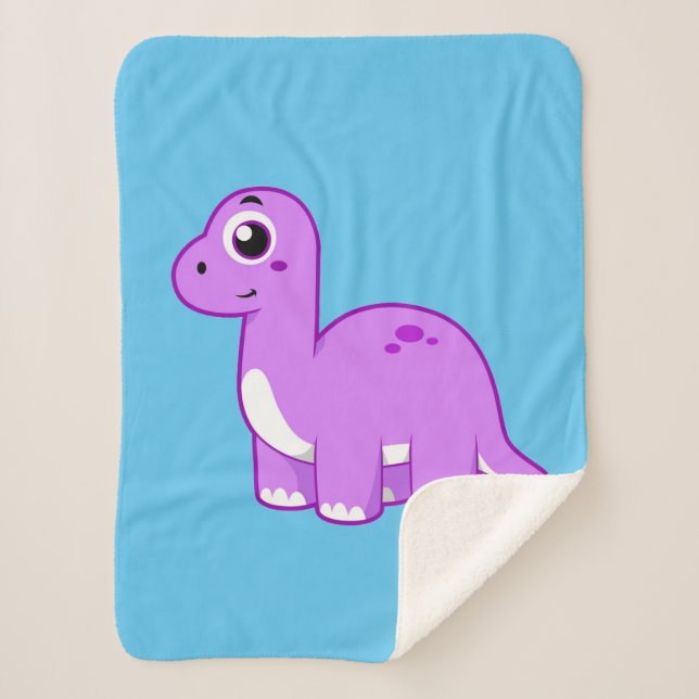 Couverture Sherpa Illustration Mignonne D'Un Brontosaurus Dinosaure. (Devant)