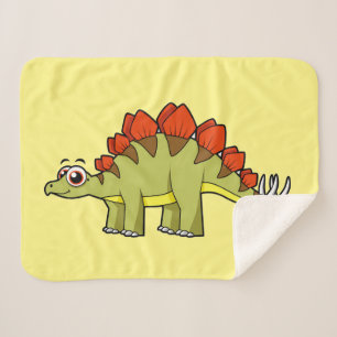 Couverture Sherpa Illustration Mignonne D'Un Stegosaurus Dinosaure.