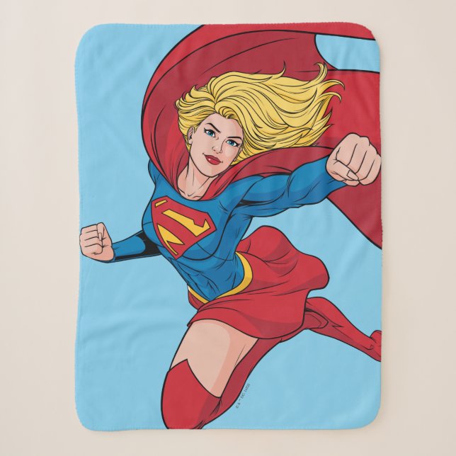 Couverture Sherpa Illustration Supergirl volant vers le haut (Devant)