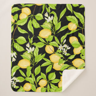 Couverture Sherpa Illustration Vintage de la branche de citron