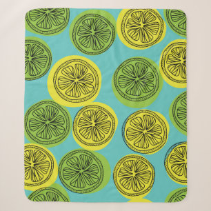 Couverture Sherpa Illustration vintage des tranches de citron.