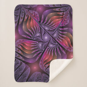 Couverture Sherpa Imaginaire coloré Abstrait Trippy Violet Fractal