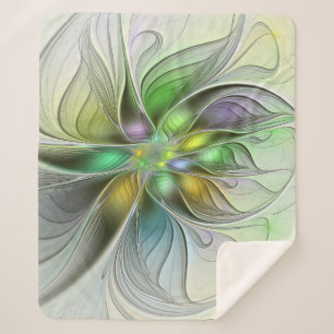 Couverture Sherpa Imaginaire coloré Fleur moderne Abstrait Fractal