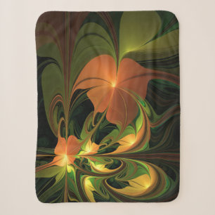 Couverture Sherpa Imaginaire Plante Abstrait rouille verte Brown fra