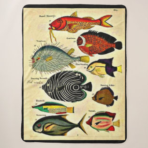 Couverture Sherpa impression de poisson d'époque