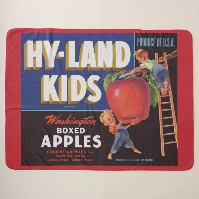 Couverture Sherpa Impression étiquette Hyland Kids Washington Apples (Devant (Horizontal))