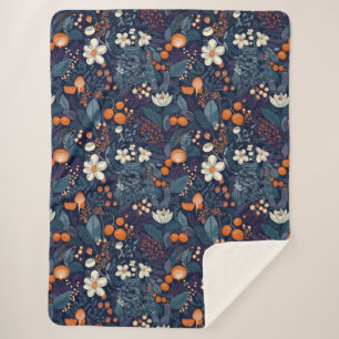 Couverture Sherpa Impression florale scandinave