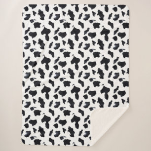Couverture Sherpa Impression vache cowgirl cowboy noir blanc  