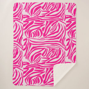 Couverture Sherpa Impression zèbre rose