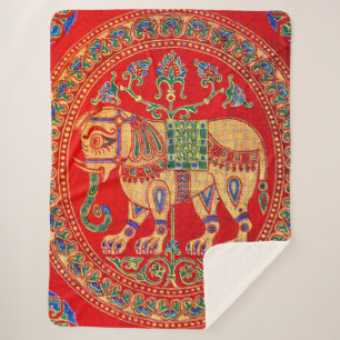 Couverture Sherpa imprimé d'éléphants est-indiens