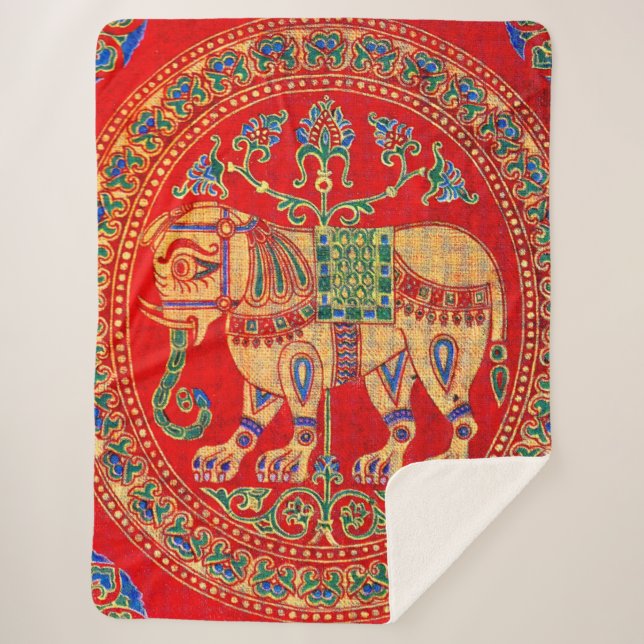 Couverture Sherpa imprimé d'éléphants est-indiens (Devant)
