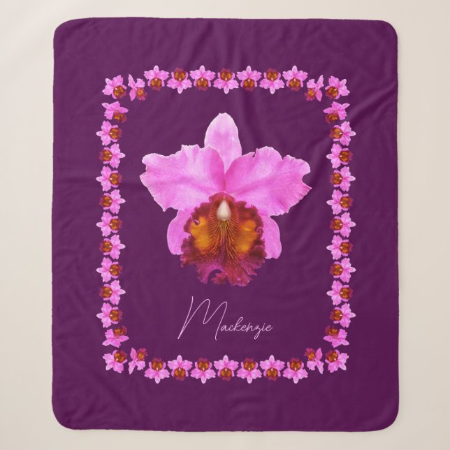 Couverture Sherpa Imprimez Personnalisé Cattleya Orchid Motif (Devant)