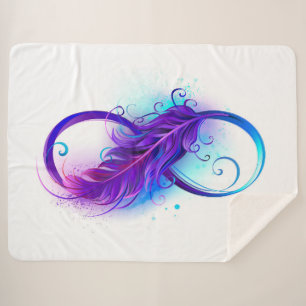 Couverture Sherpa Infini avec plume violette