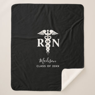 Couverture Sherpa Infirmière RN Diplômée Médicale Noir Blanc Personn
