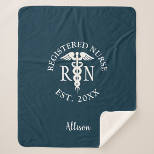 Couverture Sherpa Infirmière RN Médicale Caduceus Blue Graduogramm