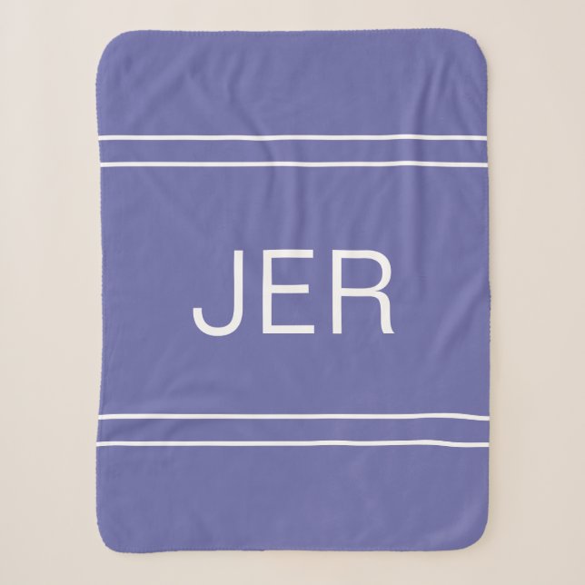 Couverture Sherpa Initiales Monogrammes modernes tendance Peri Blue  (Devant)